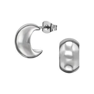 Stainless Steel Wide Half Hoop Earrings 7mm | Silver